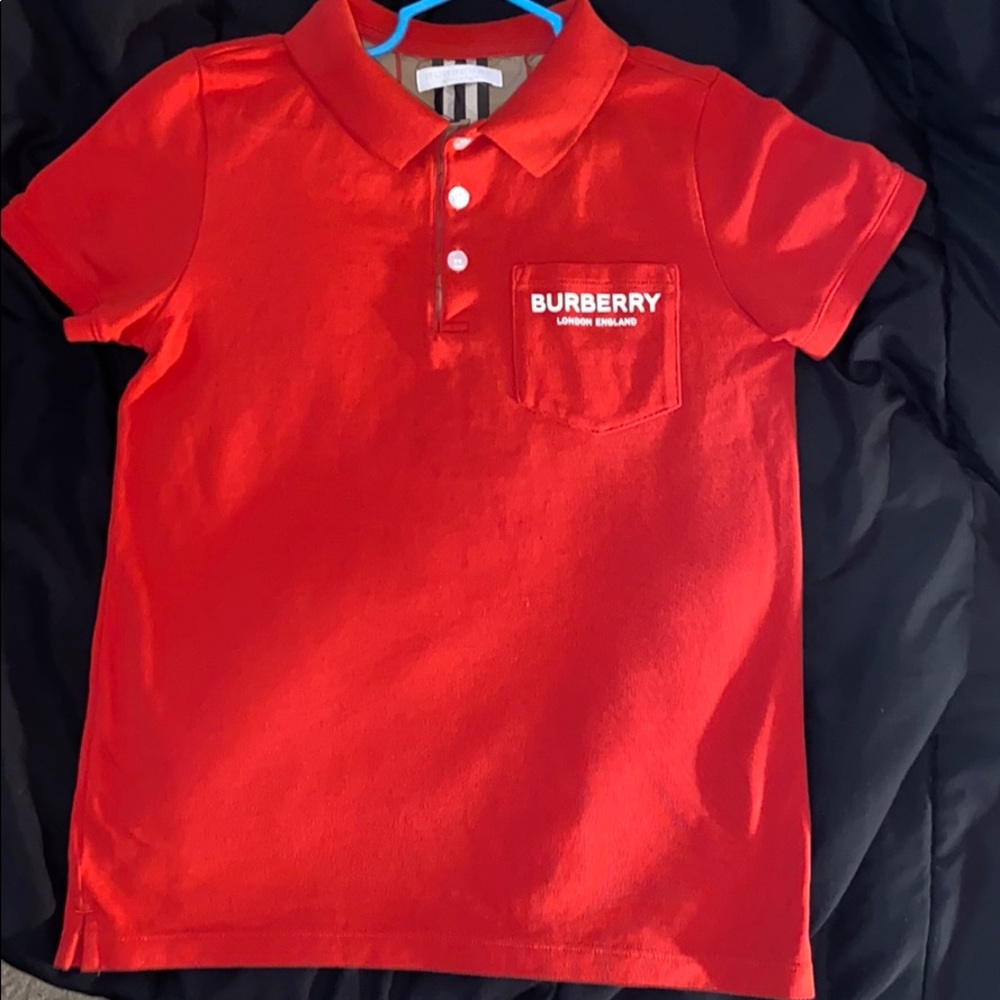 Kids Red Burberry Polo Shirt